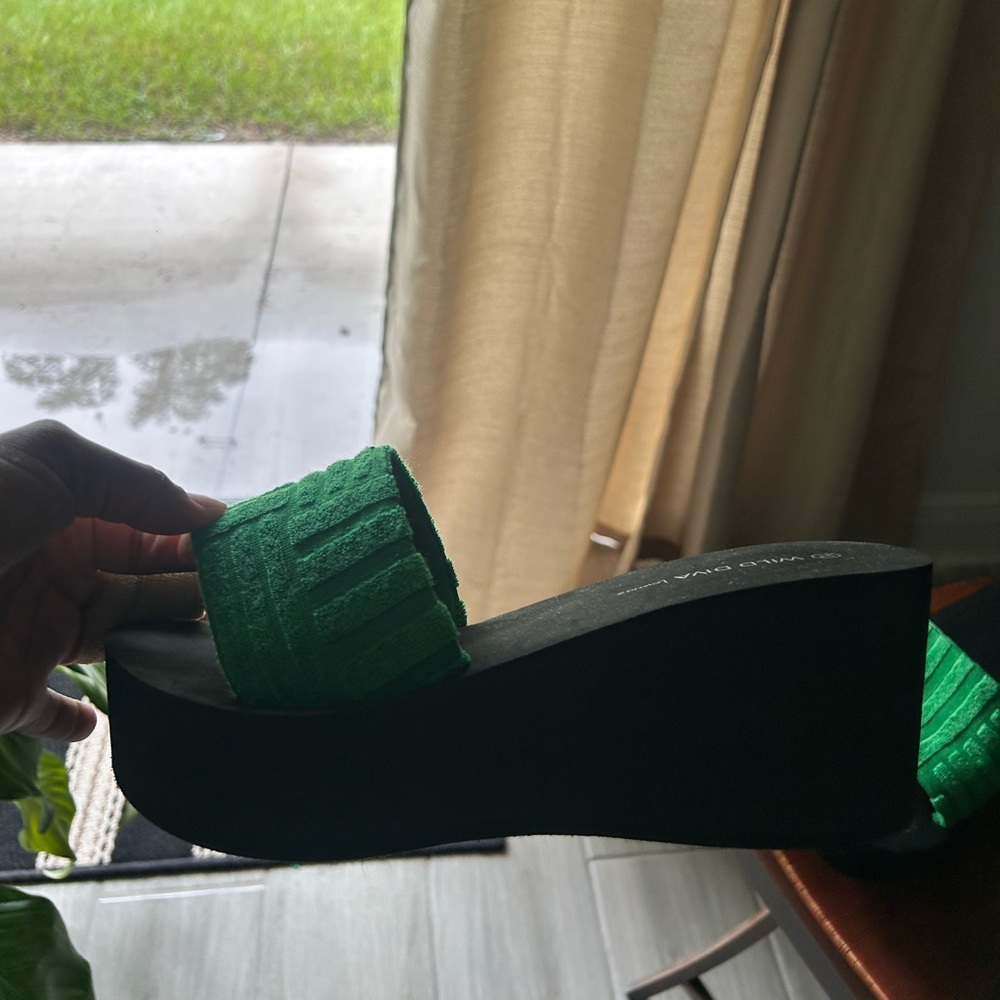 Green and Black Platform Sandals